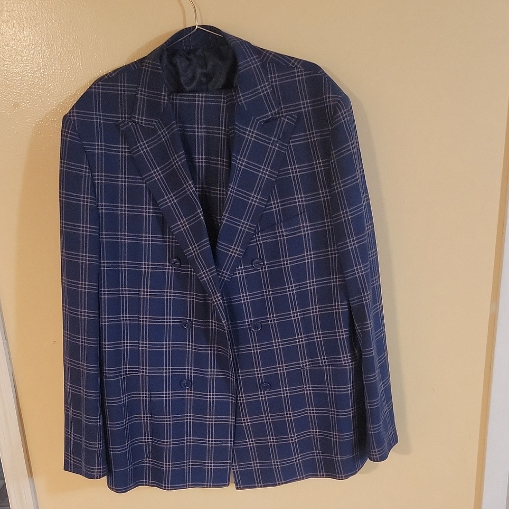 Classic Blue Plaid Men's Blazer